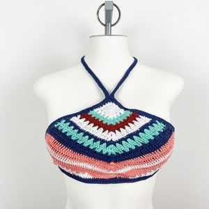 Aerie Crochet Bikini Top Halter Swimwear Fringe Beach Swimsuit XS/S